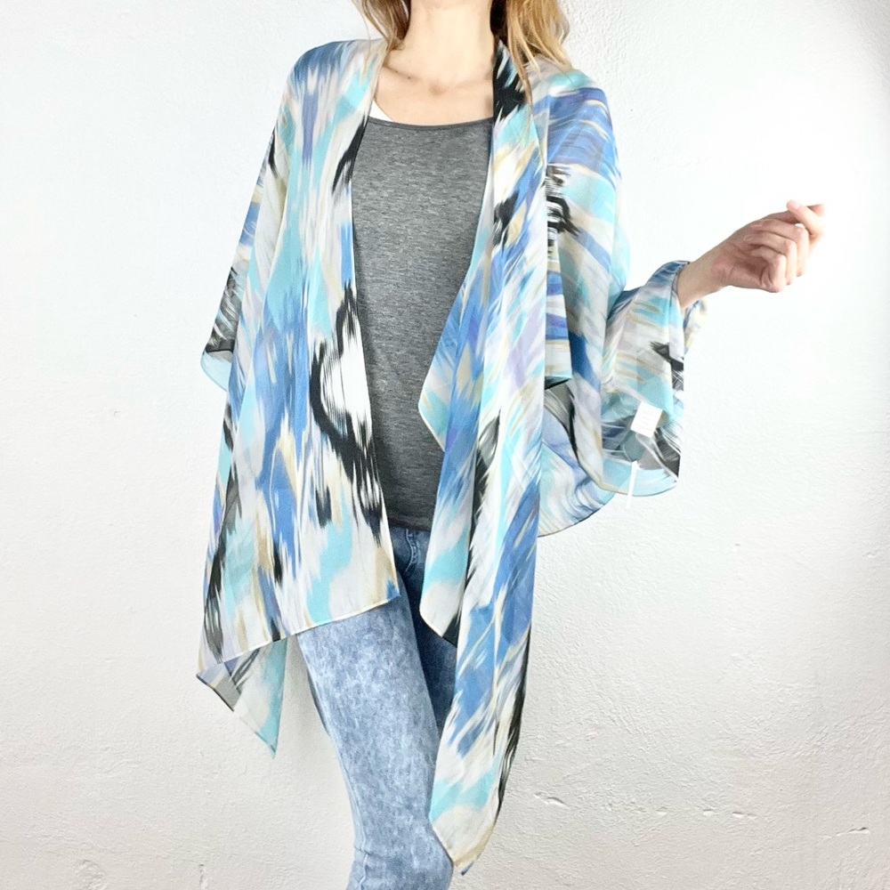 RIKKA | 💙🖤 Southwest Abstract Print Sheer Lightweight Shawl Wrap ✨NWT!✨
